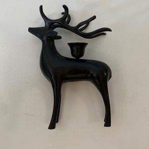 Pottery barn black deer candleholder.